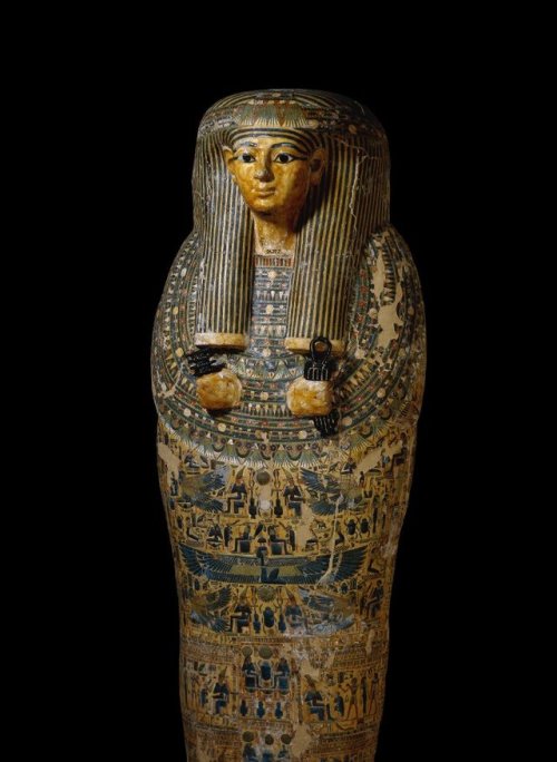 awesomepharoah:  Wooden anthropoid coffin of Bakenmut, ca.1000-900 B.C.E, Third Intermediate Period