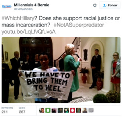 thechanelmuse:   #WhichHillary: Black Lives Matter Activists Interrupt Hillary Clinton At Private Event In South Carolina Youth activist Ashley Williams demanded that the Democratic presidential candidate account for inconsistencies in her record on race,