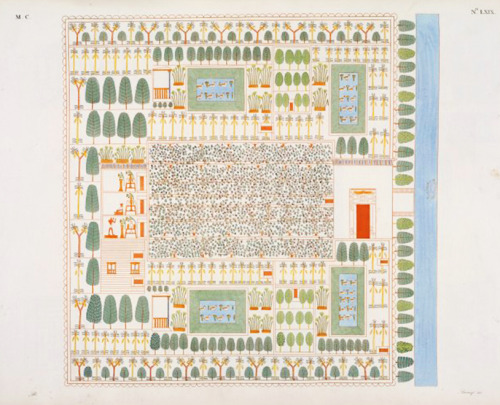 Egyptian Garden, from I monumenti dell'Egitto by Ippolito Rosellini, 1800-43. Italy.