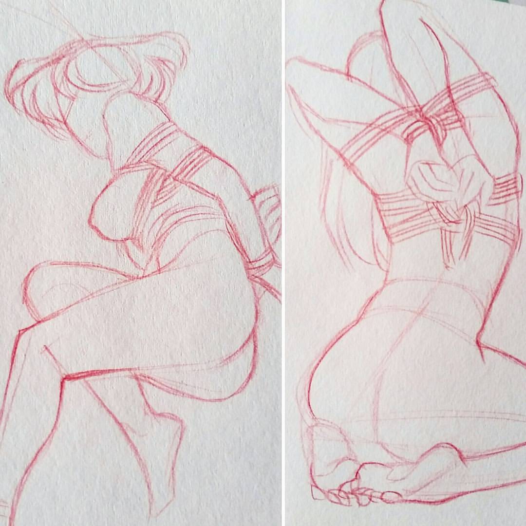 goldentar: Two of very little less explicit #shibari sketches I drew last month~