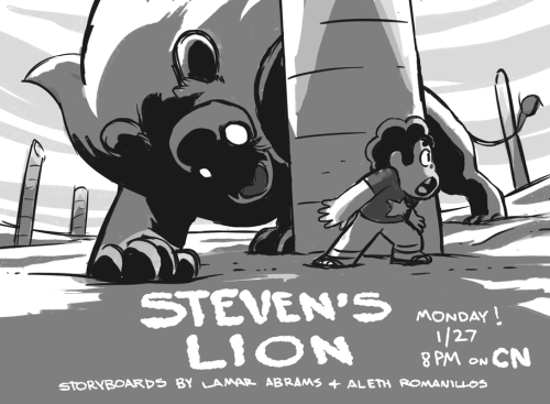 Storyboard Artist & Revisionist Aleth Romanillos says:  New Steven Universe tonight!!! boarded by Lamar Abrams and me!!  STEVEN’S LION airs tonight at 8 PM on Cartoon Network!!