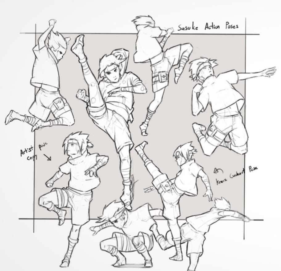 A few action poses I sketched out without a reference. Doing character  drawings that look more dynamic has always been a goal of mine. : r/sketches