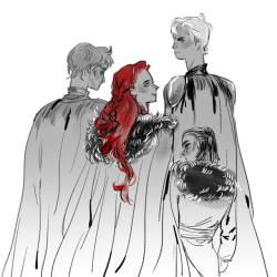 catfeindraws:sansa surrounded by ppl who
