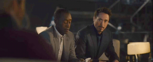  RHODEY: Are you even pulling?TONY: Are you on my team?RHODEY: Just represent! Pull!TONY: Alright! Let’s go. — Avengers: Age of Ultron (2015) 