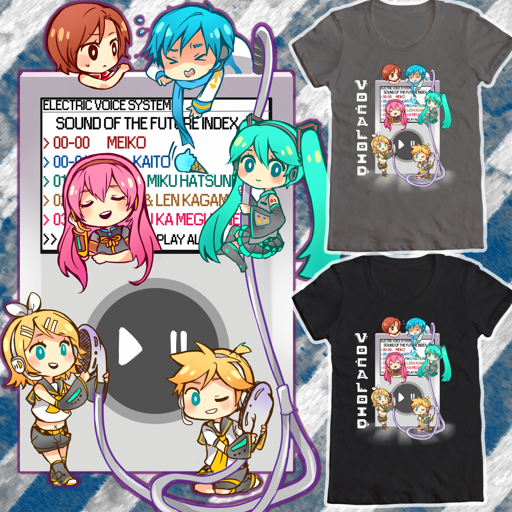 chimelon:  My entries for the Welovefine Hatsune Miku T-shirt design contest! *-*