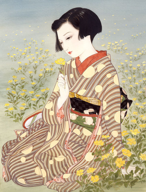 Kishō Tsukuda (Japanese, b. 1955, Kumamoto Prefecture, Japan) -  Female Illustration   Japanese Pain