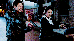 brookheimers:  Jake and Amy looking at each other in sync (requested by anonymous)