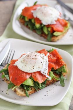 intensefoodcravings:  Smoked Salmon and Avocado Open-Faced Egg Sandwich 