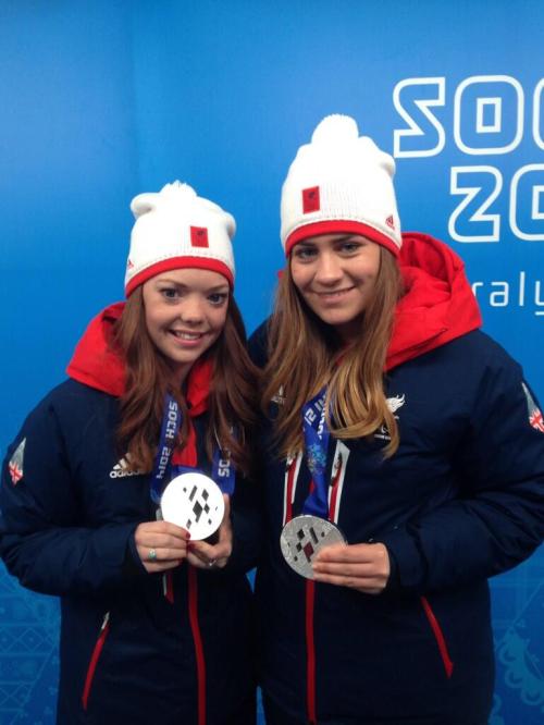 Jade Etherington and Caroline Powell with their silver medals won in the Super Combined