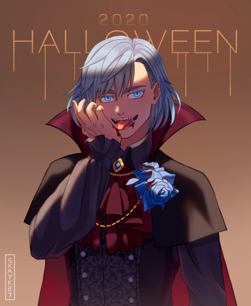 “…Can I have a bite?~…"  Happy Halloween!! tried a little fanservice this t