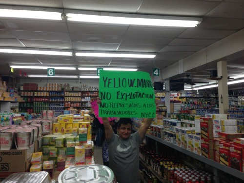 Saturday afternoon, workers and community members toured 4 grocery stores demanding an end to wage t
