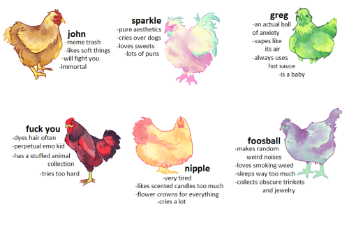 gh0stlyprince:tag yourself as a chicken (im all of them tbh)