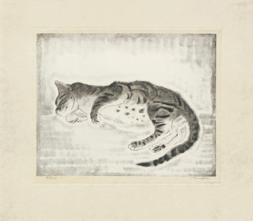 Tsuguharu Foujita, Les Chats, 1930. Aquatint. Published by Apollo, Éditions Artistiques, Paris. Via 