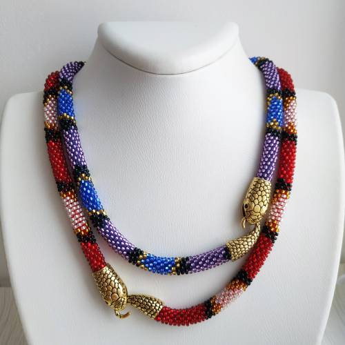 sosuperawesome: Beaded Snake Necklaces and BraceletsFoxy Style Jewelry on EtsySee our #Etsy or #Jewe