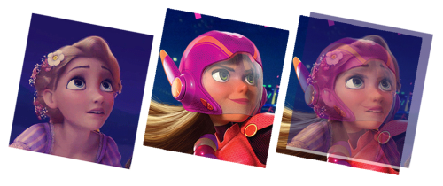 8oo:  So its pretty impossible to find the exact same angle in a screenshot but I just wanted try it out of curiosity. As soon as I overlapped them the nose and face-shape (chin and jaw) fit like a glove. Since Honey Lemon is squinting her eyes end a