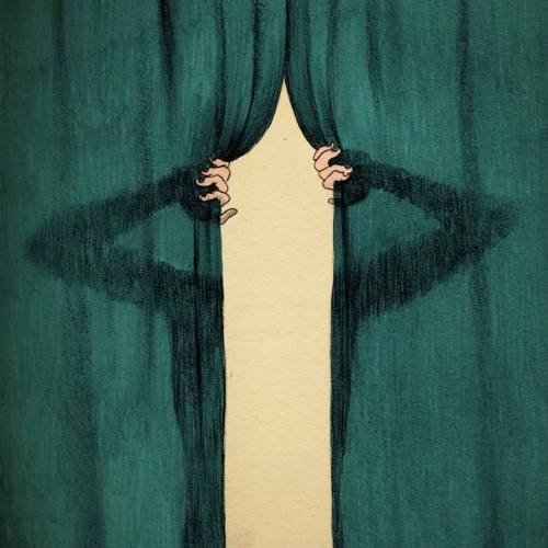 josedavidmorales: Nunca estuve allí #curtain #invisible #man #illustration #pencil #color