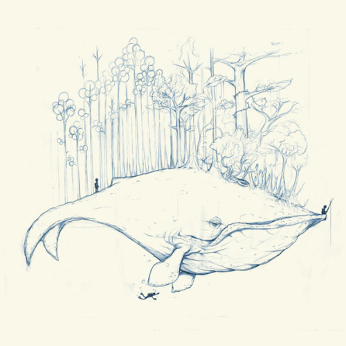 ianbrooks:  Whale Island by Thiago Neumann It’s whales all the way down.  Artist: Behance / DeviantArt 