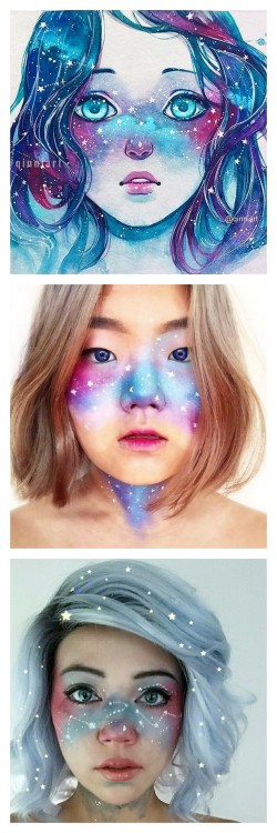 DIY Inspiration: Galaxy Freckles Trend Started by Artist QinniI have seen these galaxy makeup images