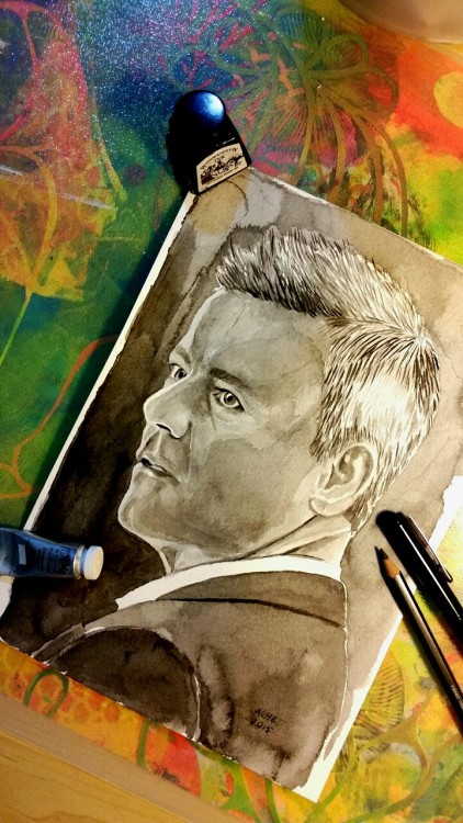 artandmen:For day 17 of #sherlockember challenge I drew Inspector Lestrade. I love his gray hair! It