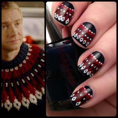 astudyinpolish:
“ Christmas sweater nails inspired by John Watson. That jumper is faaabulooous~
”