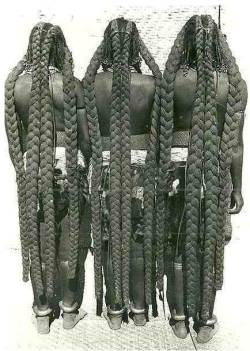 proteinpills:  descendants-of-brown-royalty:  yarrahs-life:  starry-eyed-wolfchild:  The Braided Rapunzels of Africa The hairstyle currently making you do a double-take is known as Eembuvi Braids, worn by women of the Mbalantu tribes from the Namibia.