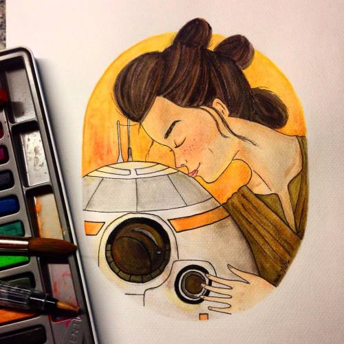 First artwork of the year! #BB8 #inktense #watercolor