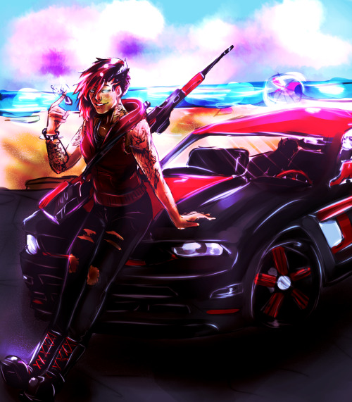 “ And then we have Ruby Rose, A.K.A. ‘Little Red’. Best damn get-a-way driver in the business. She’s also the quickest shot. Can kill a man a mile away before you can even blink with that damn home-made Sniper rifle she has. Has