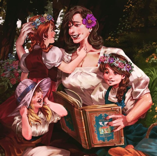 axl99:The Lady Dimitrescu enjoying a day out with her darling girls. Swipe for the full painting. #r