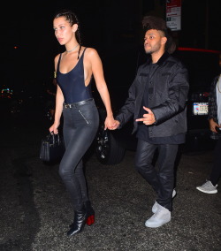 celebritiesofcolor:  Bella Hadid and The Weeknd at Up and Down Nightclub in NYC