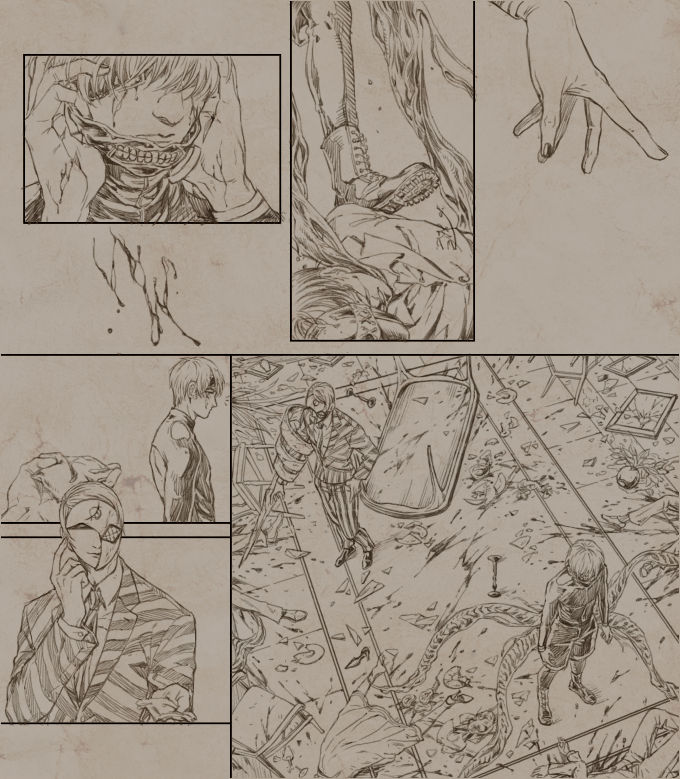 chillalee:  working on a short manga of Kanetsuki. ( sketch )