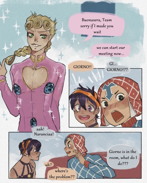 ribbonnkeyreblogs: a little comic created by one of Wolfes_cosplay ideas Giorno Giovanna, after