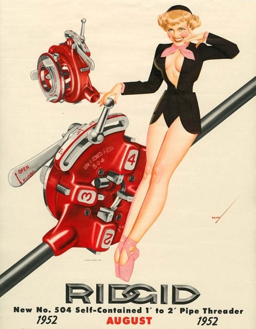 boomerstarkiller67: art by George Petty - Ridgid Tool Company calendars (1952-1956)