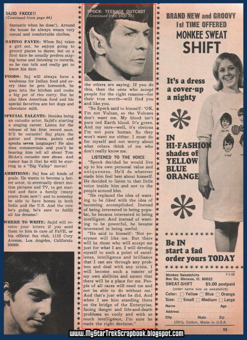 startrekker-runner:In 1968 a biracial girl wrote to Spock care of a teen magazine ,”FAVE” about her 