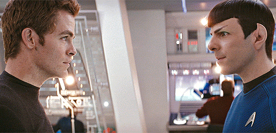 aoskirk: Kirk and Spock↳ mirrored shots