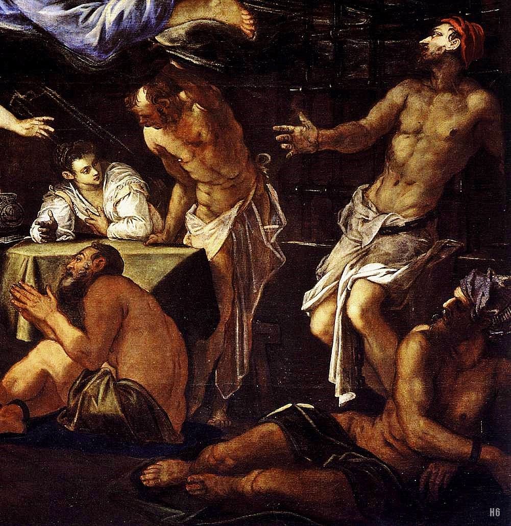 Detail : Saint Roch in Prison Visited by an Angel. 1567. Jacopo Tintoretto. Italian