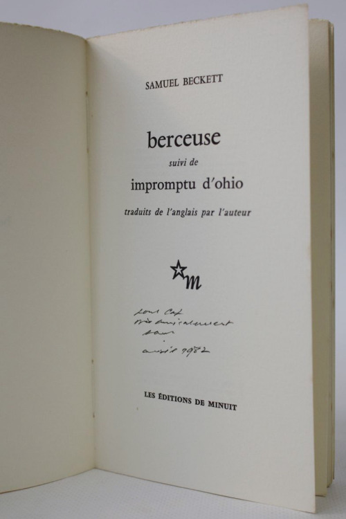 Samuel Beckett - Berceuse suivi de Impromptu d'OhioLes éditions de minuit, Paris 1982, broch&