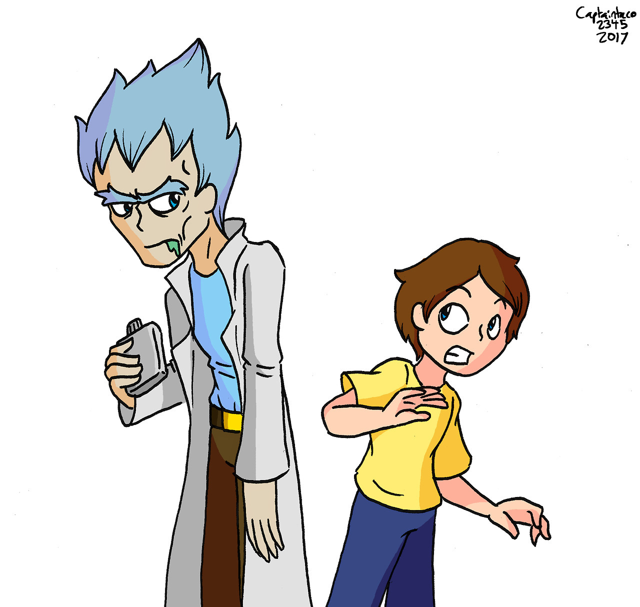 Rick and Morty, drawing in my own drawing style. I really like how this turned out.