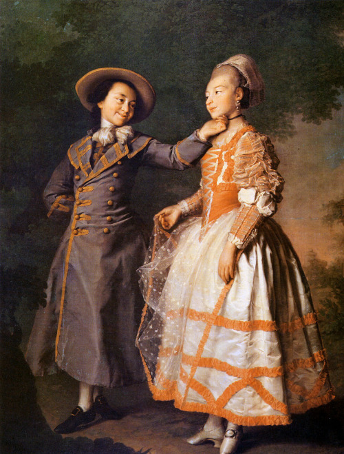 artist-dmitry-levitzky: Portrait of E. N. Khruschova and Princess E. N. Khovanskaya, 1773, Dmitry Le