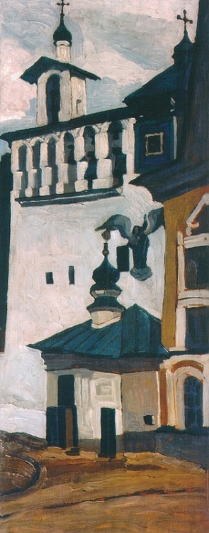 nicholasroerich: Pechora. A large belfry., 1903, Nicholas RoerichMedium: oil,panel
