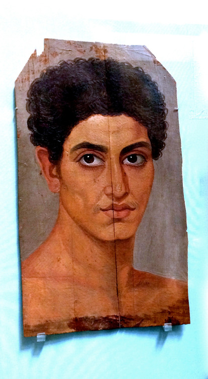 caesaringaul:Mummy Portrait, Egyptian Roman Period, 80-120 AD.Limewood panel bearing portrait in enc