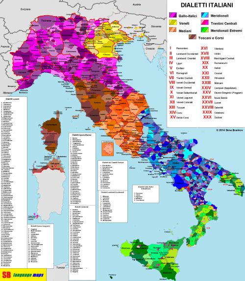 thrillingtragedy: tensualsexion: raysoflightinthedark: mapsontheweb: Dialects of the Italian languag