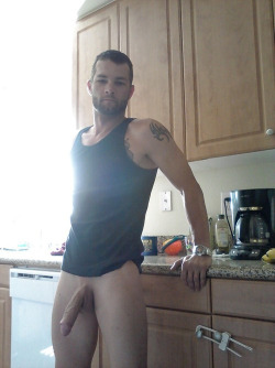 dickalmostfamous:  naked chef // WBILTF www.dickalmostfamous.tumblr.com  fucking delicious _ hot inked and bearded and shaved meat