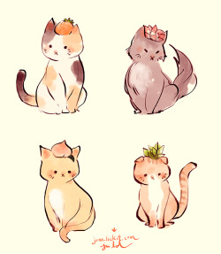 jonn-lock:  Fruit/Plant Cats. The top one on the right is based off from my pencil case.  FACEBOOK DEVIANTART 