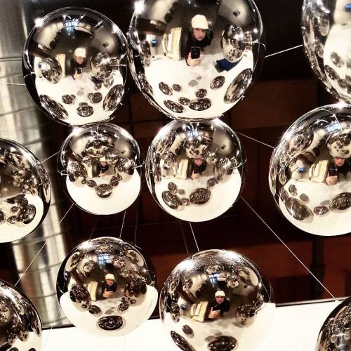 BALLS #reflection #convex #selfie #distorted #distortion #round #sphere #public #art #dangling #susp