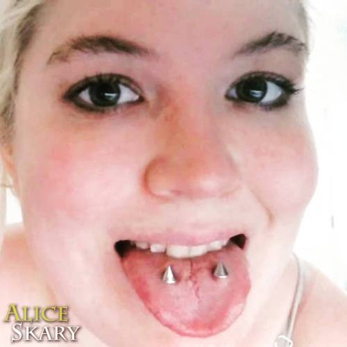 aliceskary:  Spikey. #piercing #tongue #tonguepiercing #piercedtongue #bodyjewelry