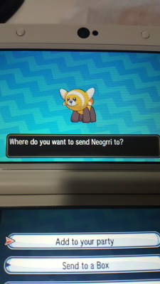 yo-adnyl:@princessharumi I JUST WANTED TO LET YOU KNOW THAT AFTER A 4.5 HOUR CHAIN, I FINALLY CAUGHT A SHINY STUFFAL. IVE NAMED HIM AFTER MY FAVORITE INSTANT NOODLES, NEOGURI. THANK YOU SO MUCH FOR MAKING THIS HAPPEN IM SUPER GLAD IT WORKED FOR YOU, ITS