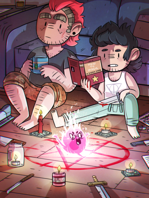 zetrystan:  YOUNG WITCH TRIES TO IMPRESS BEST FRIEND AND FAILS. (Hector tries to show Nicholas some invocation spell in their living room. Bromance.) 