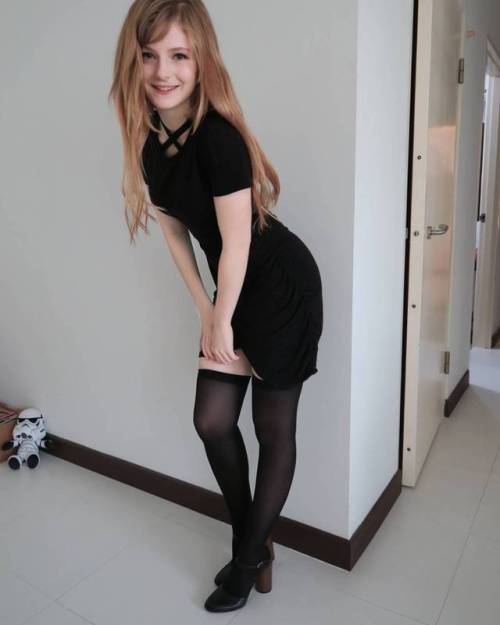 ellafreyafantasy: Ella in a tight black dress