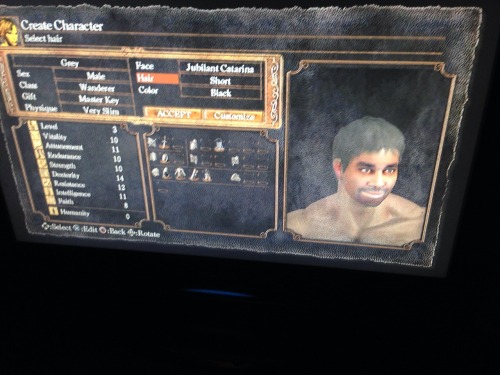 legendofzekrom:why this dark souls character look like aziz ansari -.-