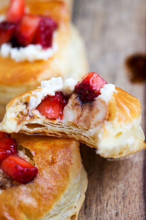 confectionerybliss:Balsamic Strawberry and Mascarpone Puffs • Table for Two